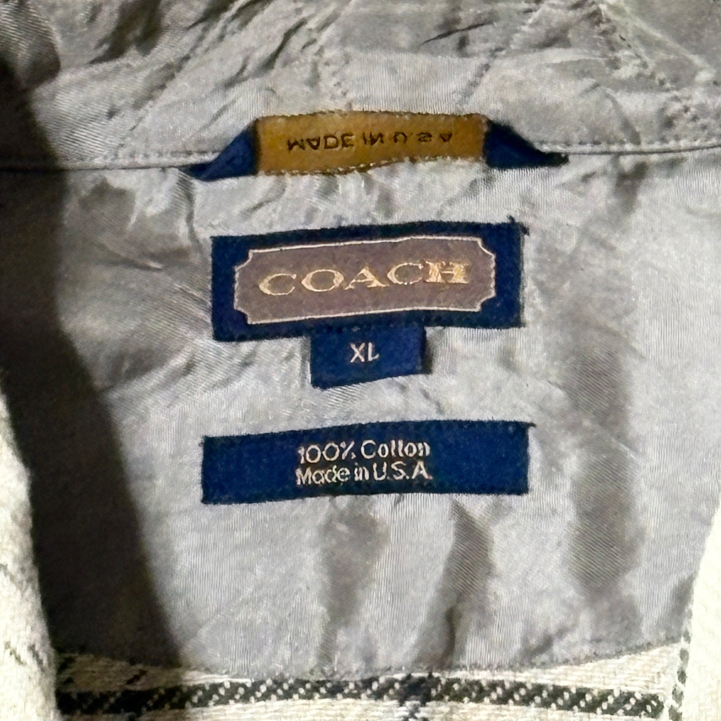 Coach USA Cotton Check Work Shirt in Beige – XL