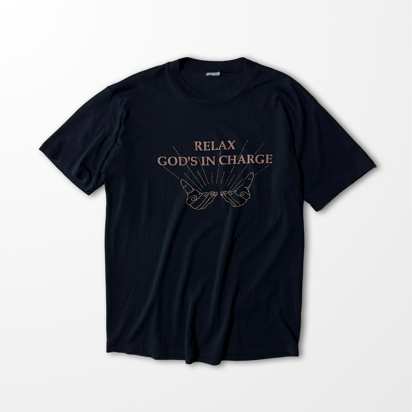 graphic T-shirt "RELAX GOD’S IN CHARGE" /  single stitch