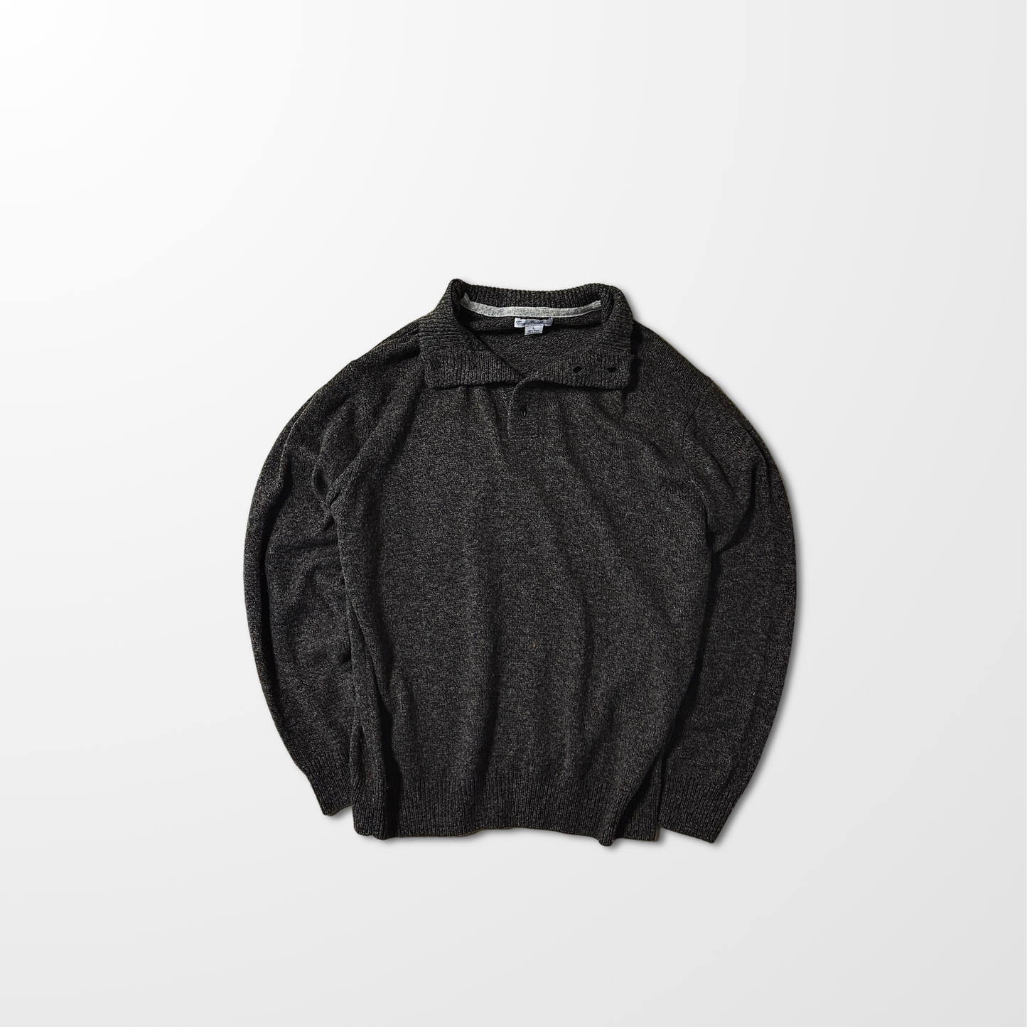 Henley Knit Sweater  Enzo Mantovani 100% Wool  – Charcoal – L