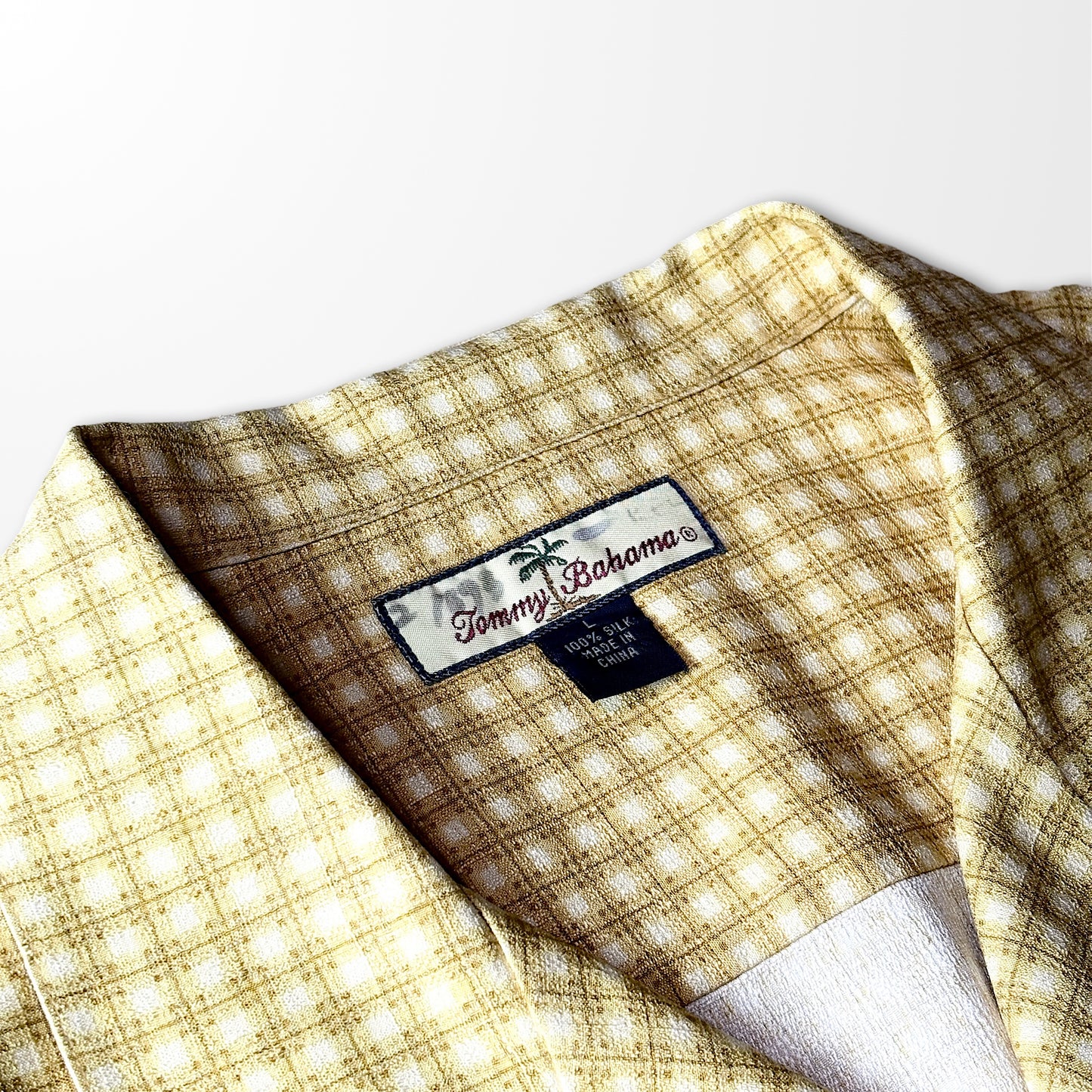 Silk Check Open Collar Shirt – Mustard Yellow, L