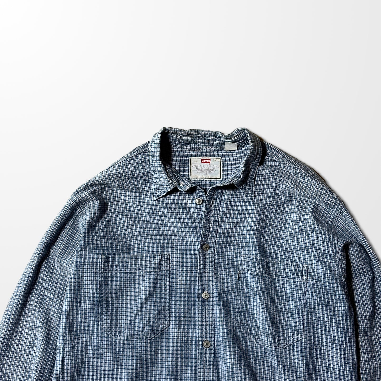 Blue Mini Check  Cotton Blue Mini Check Shirt – XL