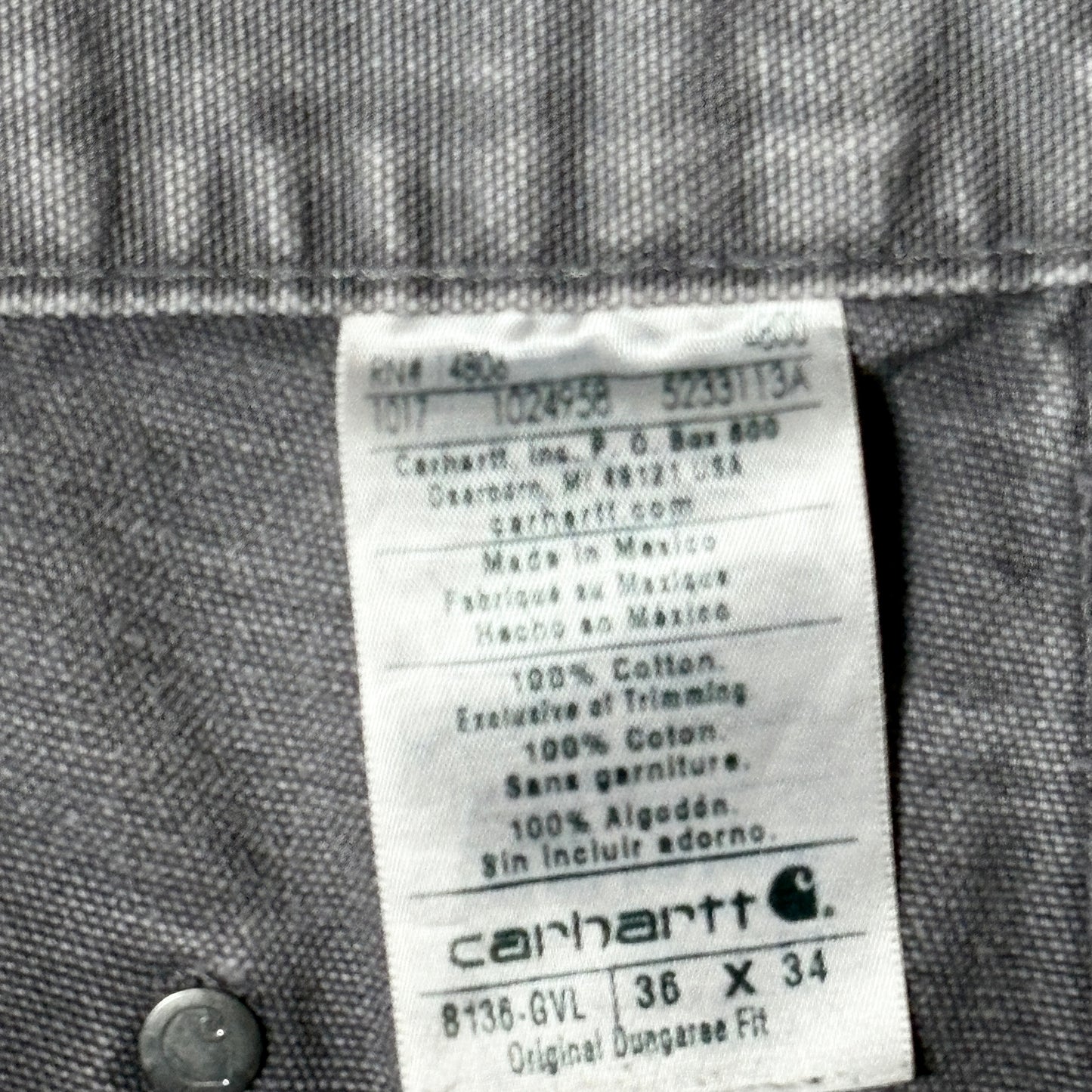 Carhartt Gray Double Knee Work Pants – W36　Cotton USA Made