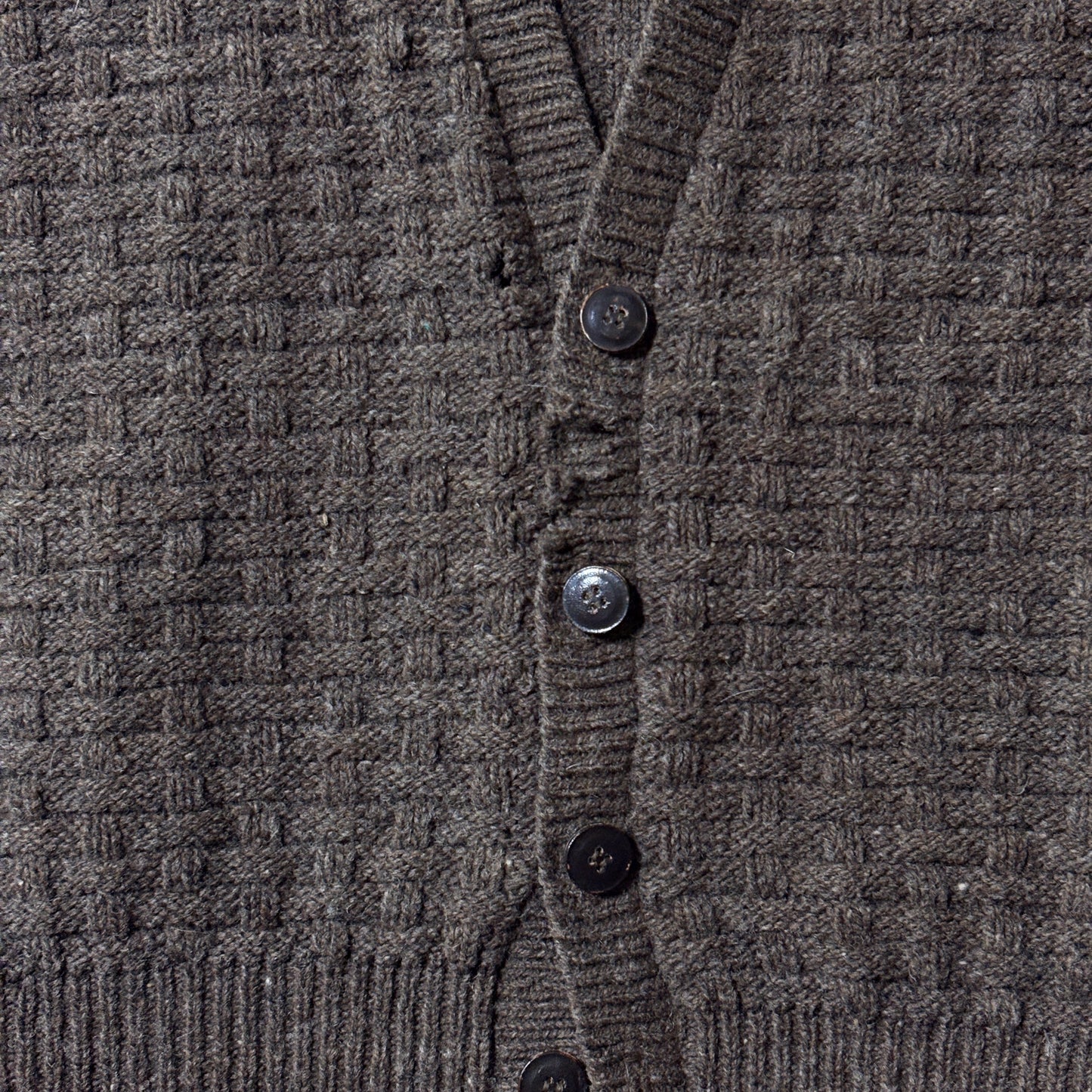 Wool Knit Button Vest –  Brown – XL