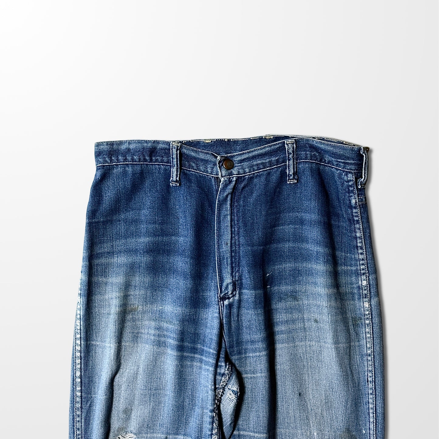 1970s Vintage Denim Work Pants – Blue, Distressed