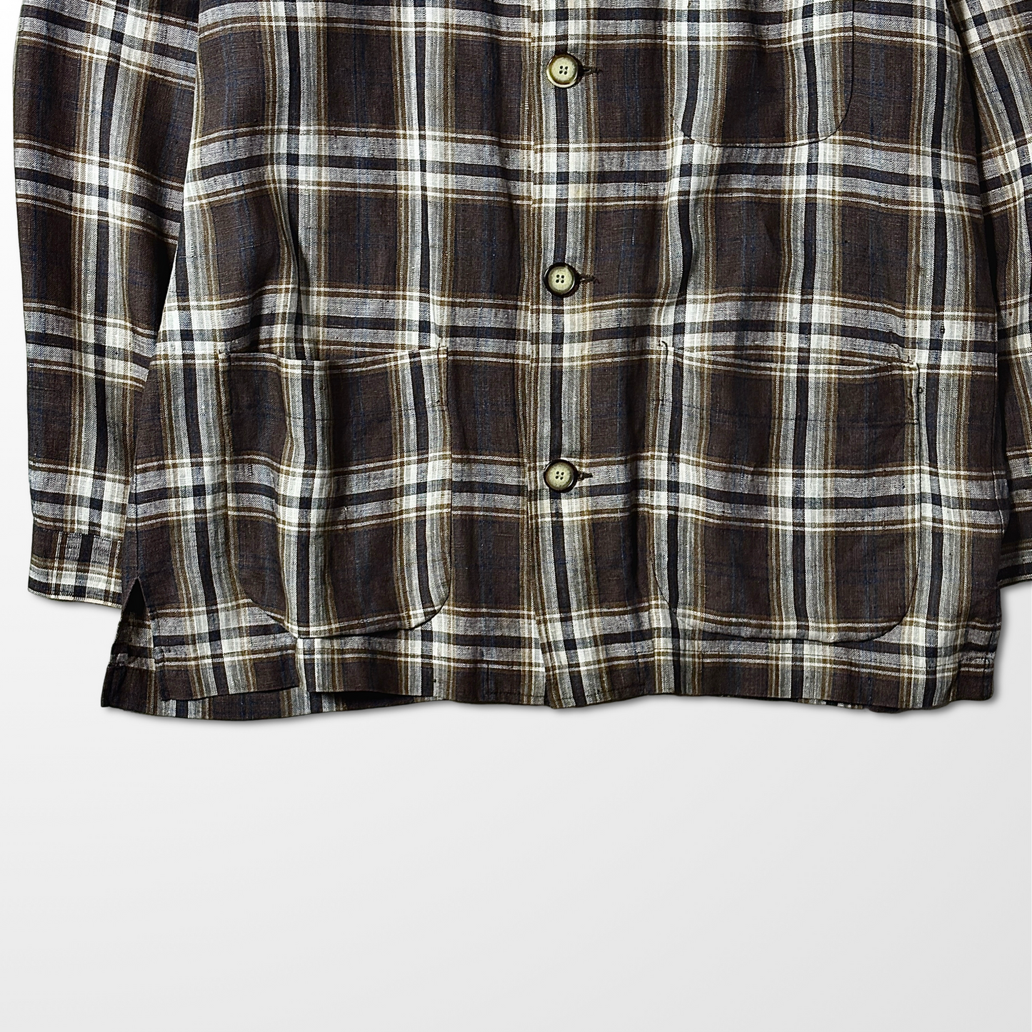 Linen Brown Check Shirt Jacket – XL Structure