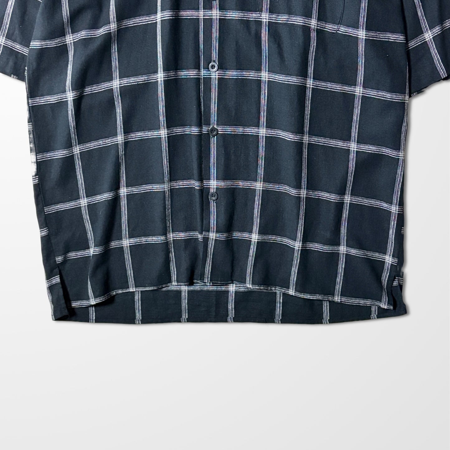 Linen Rayon Windowpane Check Shirt Black– 3XLTRUST USA