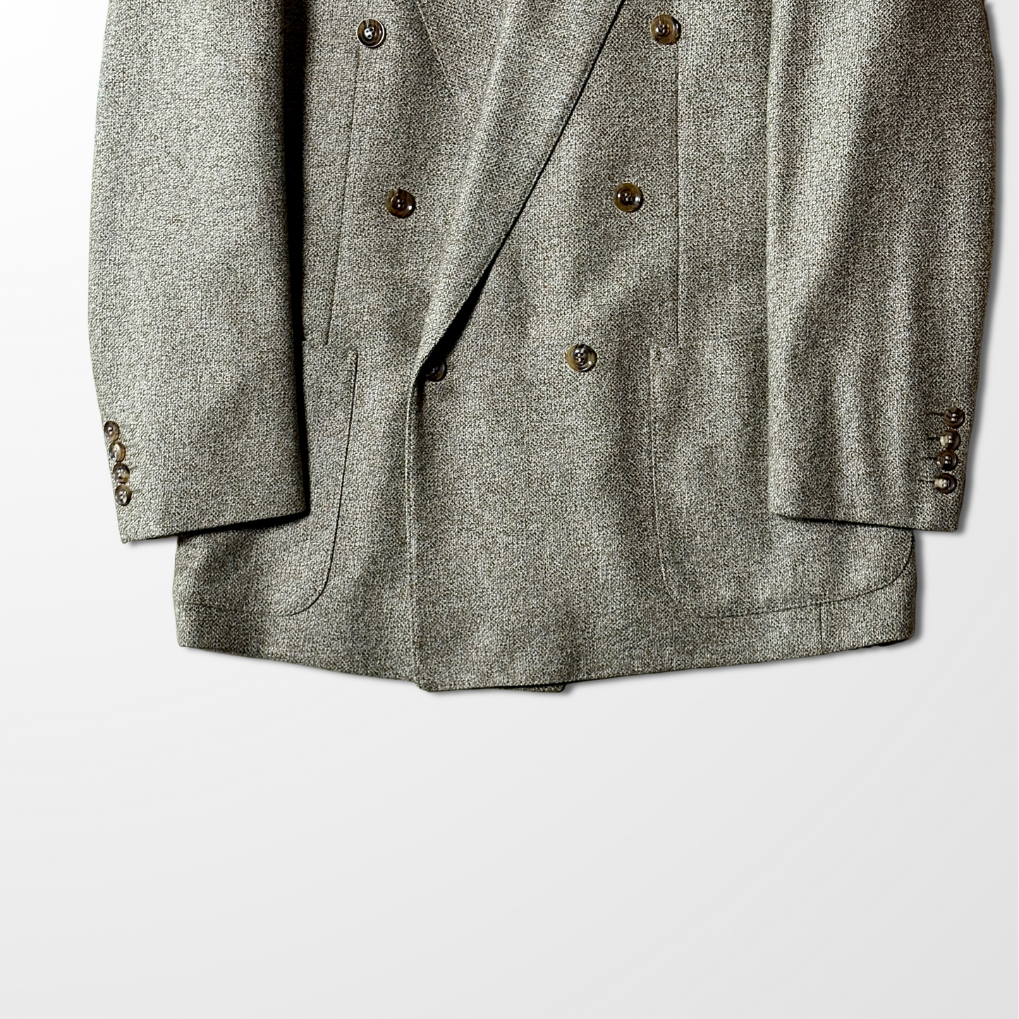 Double-Breasted Jacket – Beige Tweed – Made in Japan