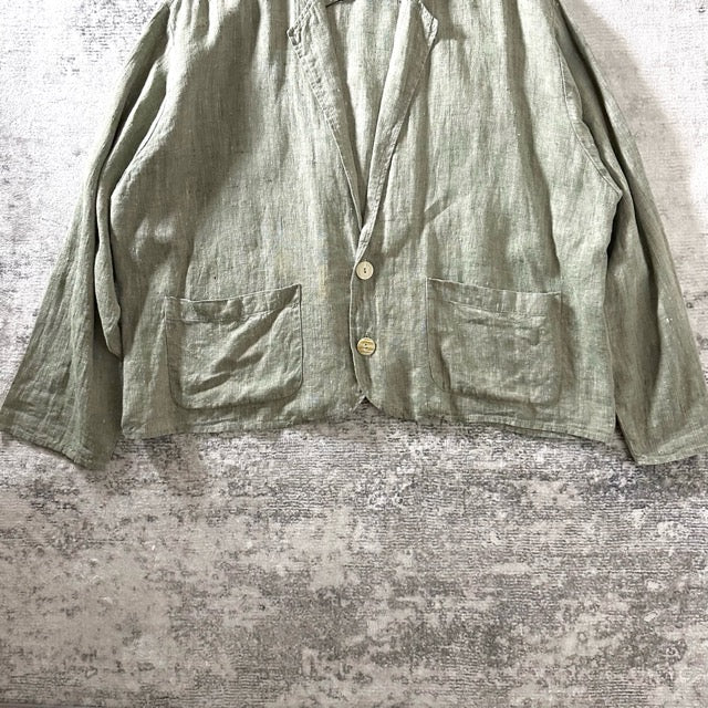 FLAX 100% Linen Short Jacket Olive – L