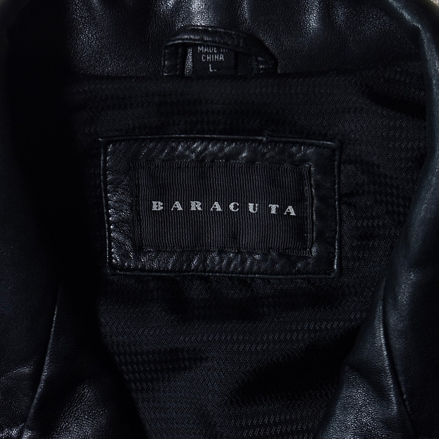 Baracuta Lambskin Leather Car Coat Black – L