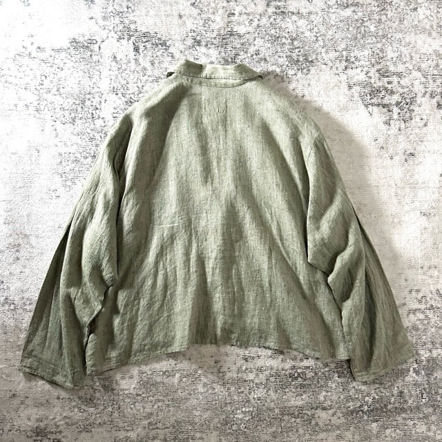 FLAX 100% Linen Short Jacket Olive – L