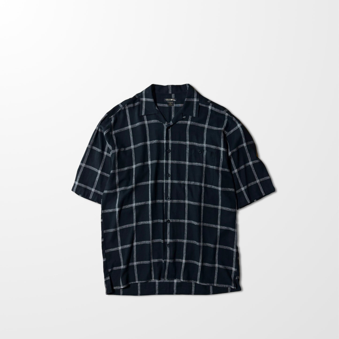 Linen Rayon Windowpane Check Shirt Black– 3XLTRUST USA