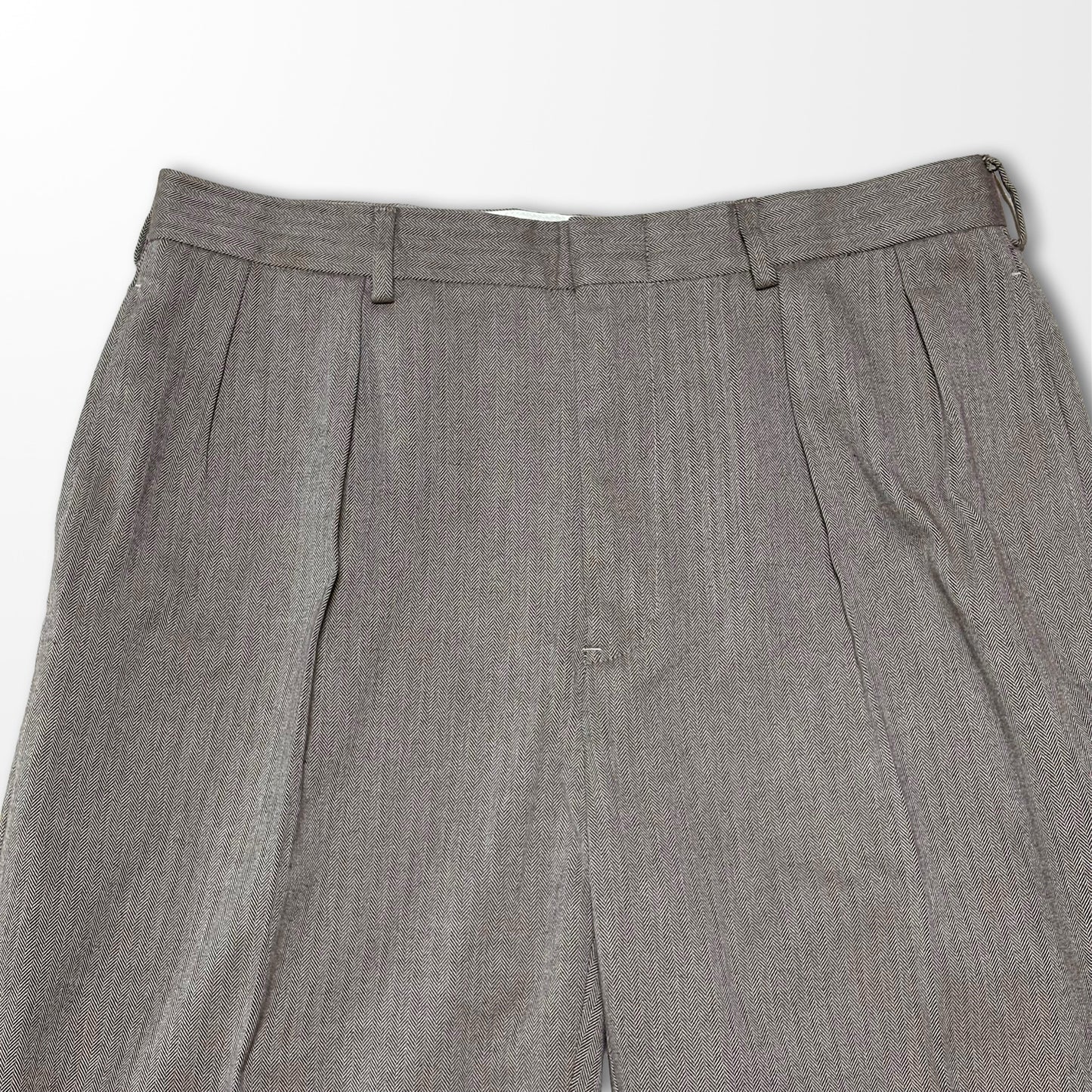 Ralph Lauren Wool-Cotton Herringbone Slacks – Vintage Double-Pleated Elegance