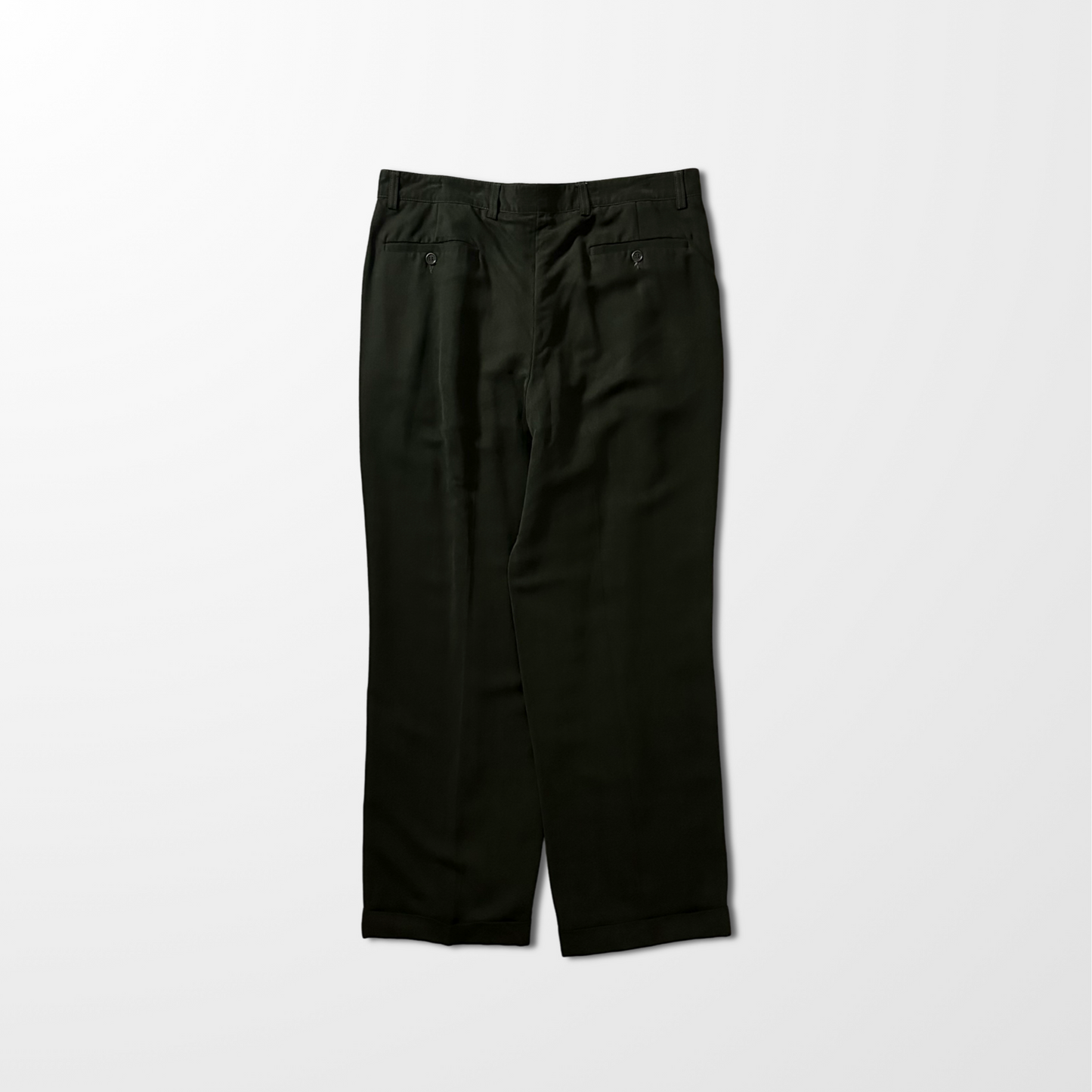 Zanella Outdoor Rayon Silk Pleated Trousers – Dark Olive – W36  Made In Italy