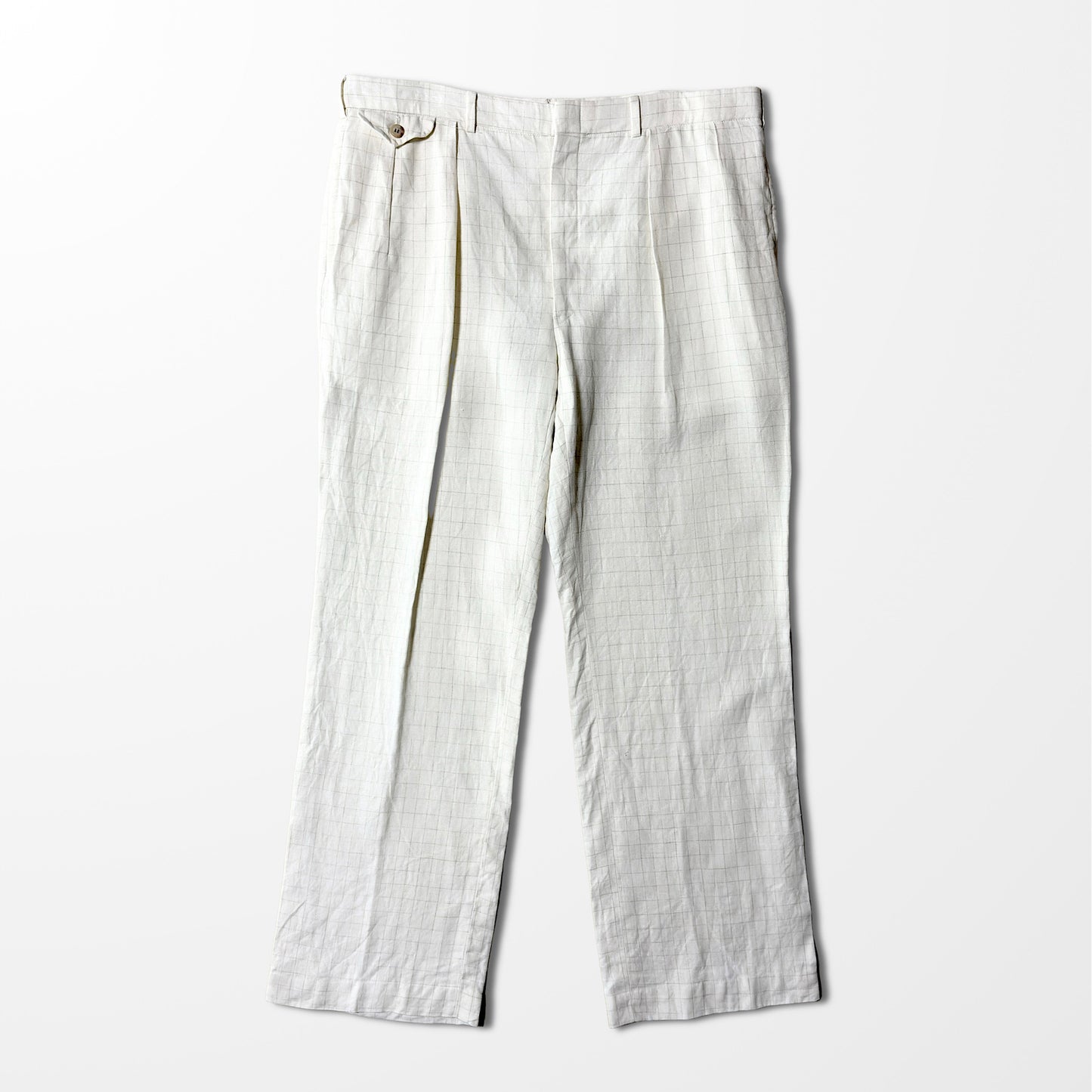 Polo Ralph Lauren Ivory Linen Check Wide Trousers – Effortless Summer Elegance