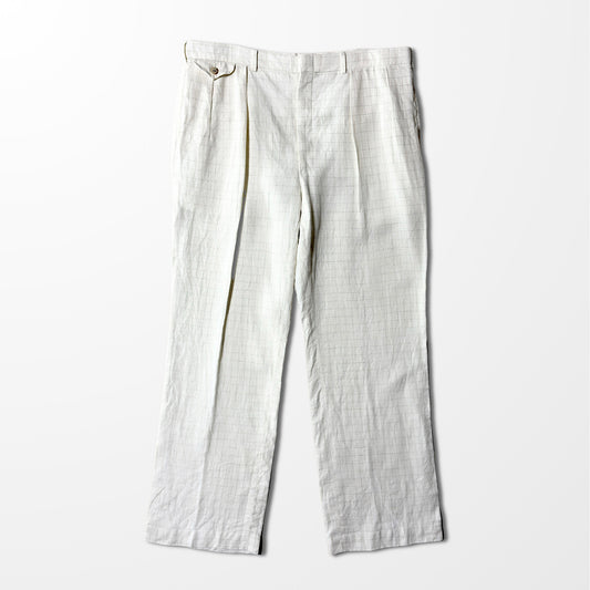 Polo Ralph Lauren Ivory Linen Check Wide Trousers – Effortless Summer Elegance