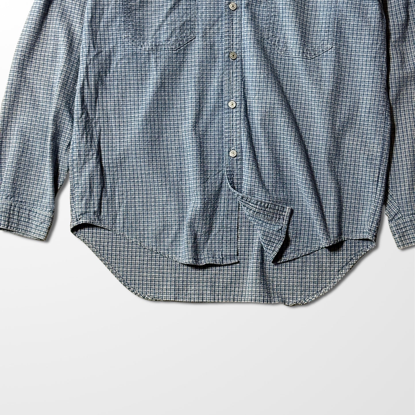 Blue Mini Check  Cotton Blue Mini Check Shirt – XL