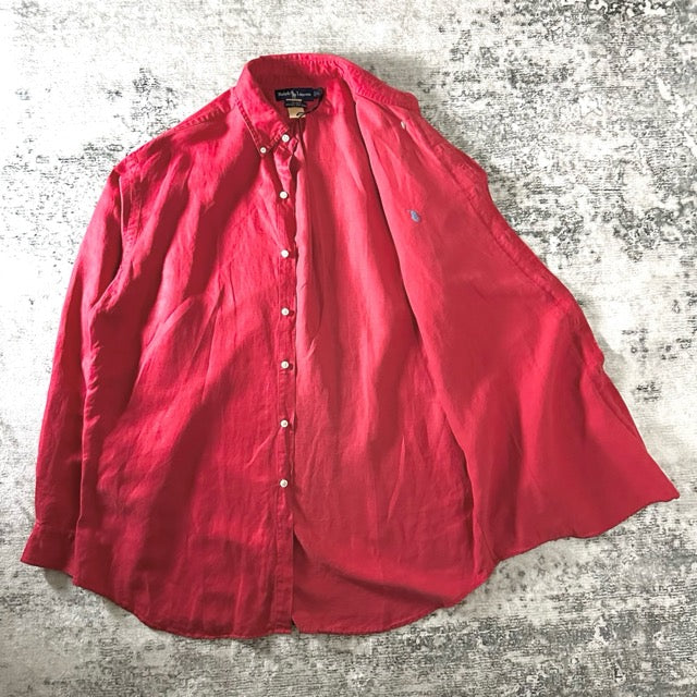 Ralph Lauren Red Silk Linen Shirt BLAKE – L