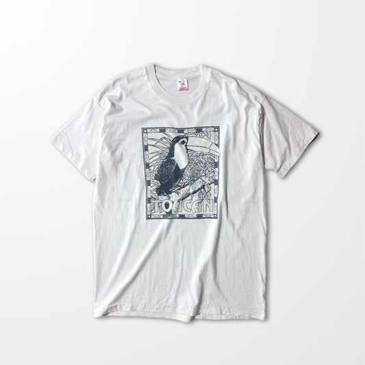 Fade Toucan Print Tee / Vintage Animal Art T-shirt