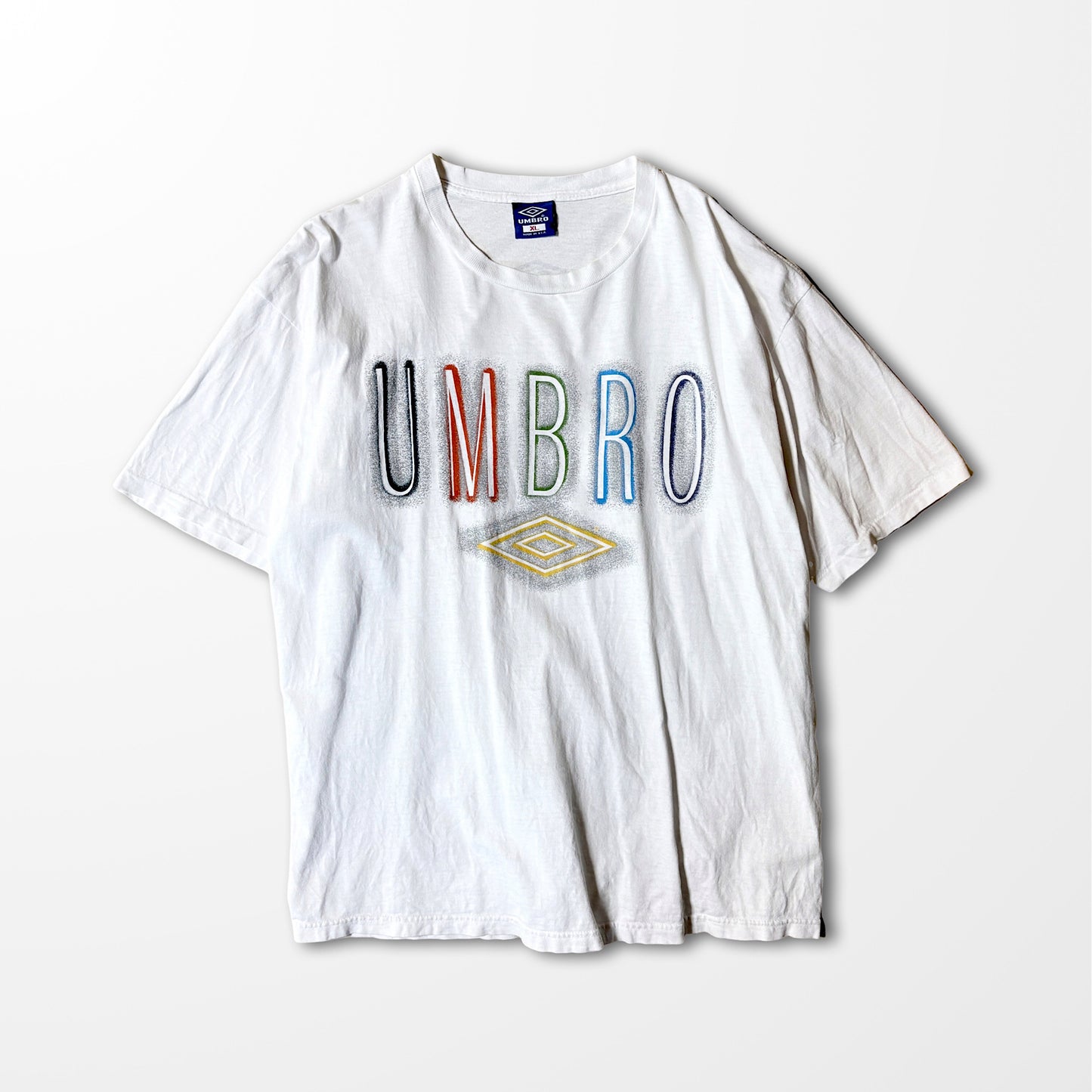 UMBRO vintage logo T-shirt / multi color embroidery / Made in USA / single stitch