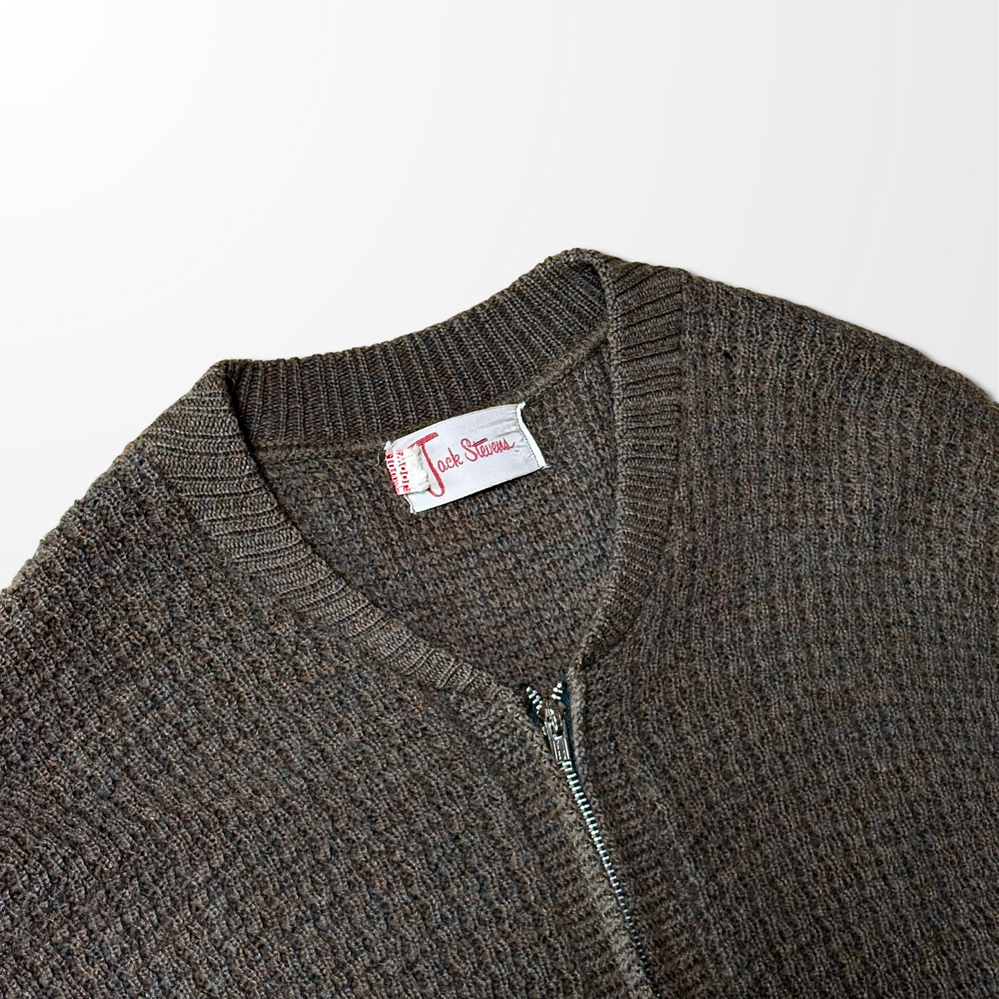 Zip Cardigan – Brown Heather Knit　 Wool