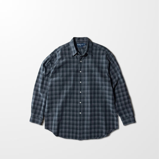 Ralph Lauren Ombre Check Silk Blend Shirt  Black  – L