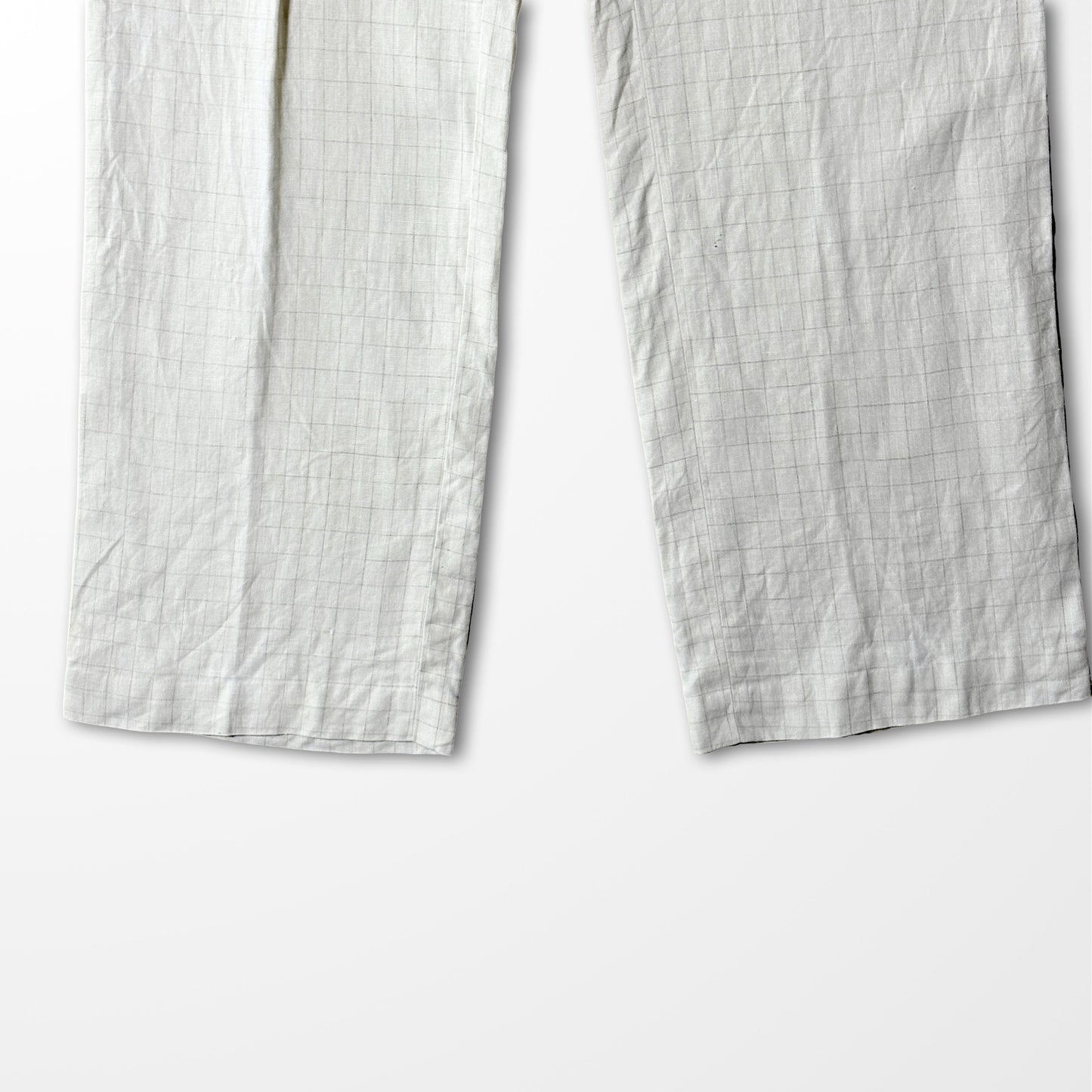 Polo Ralph Lauren Ivory Linen Check Wide Trousers – Effortless Summer Elegance