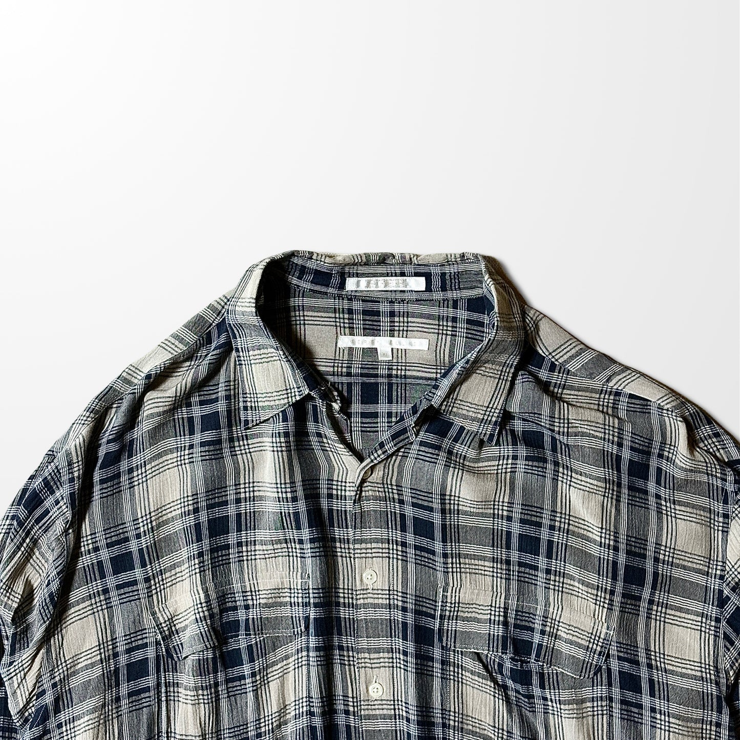 Perry Ellis 100% Rayon Check Shirt – Black Beige, XL