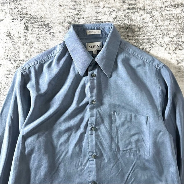 Light Blue Silk Shirt Smooth Texture – L