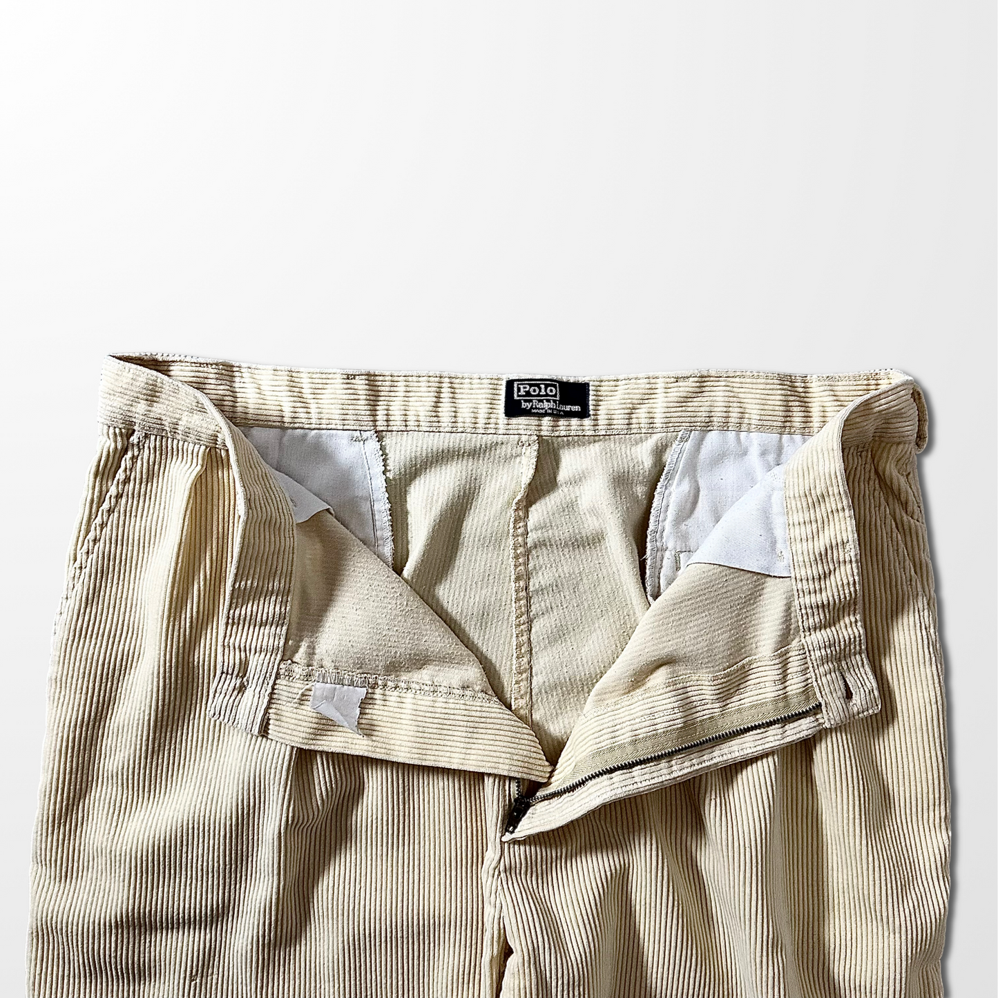 Ralph Lauren Corduroy Pleated Pants – Cream – W38　Made In USA