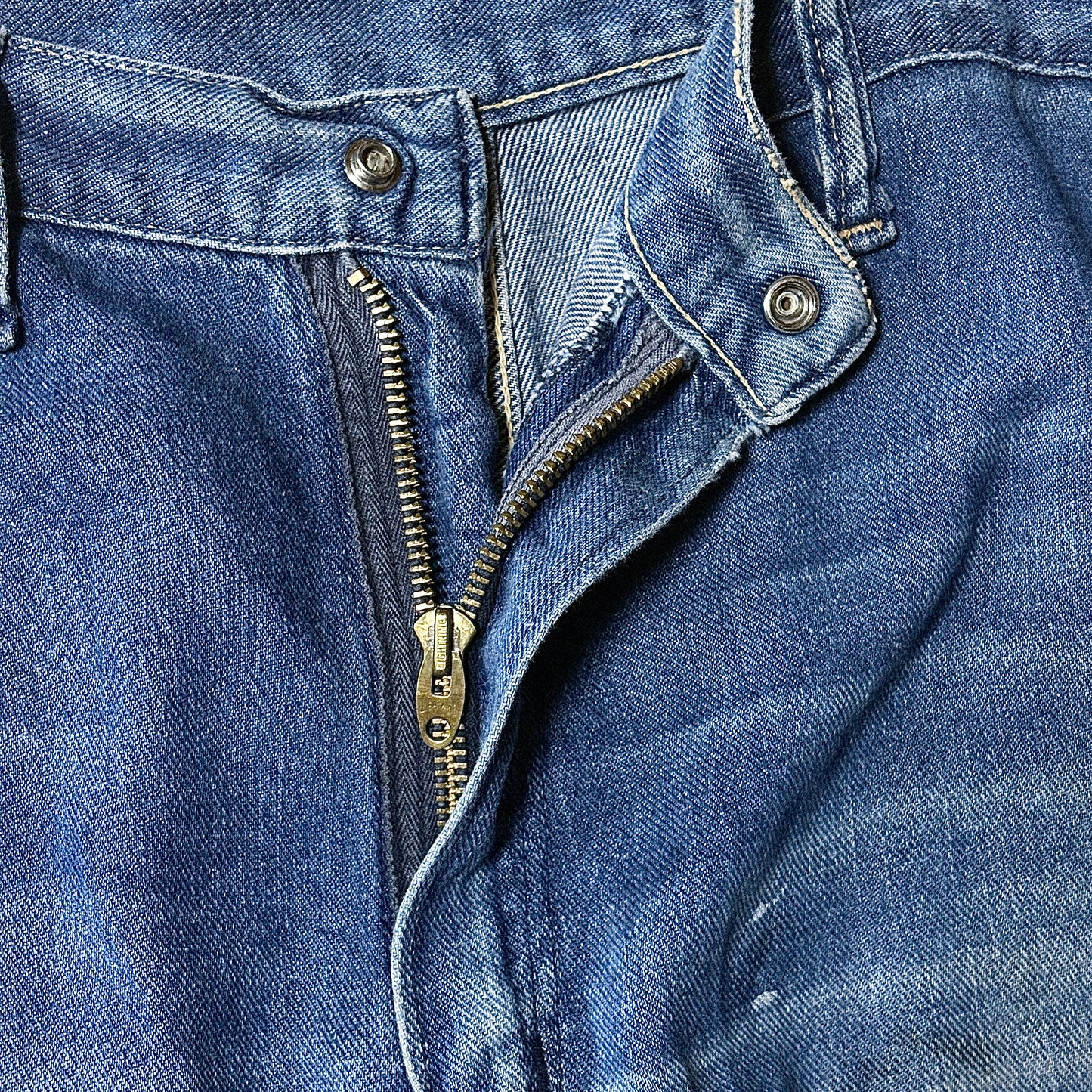 1970s Vintage Denim Work Pants – Blue, Distressed