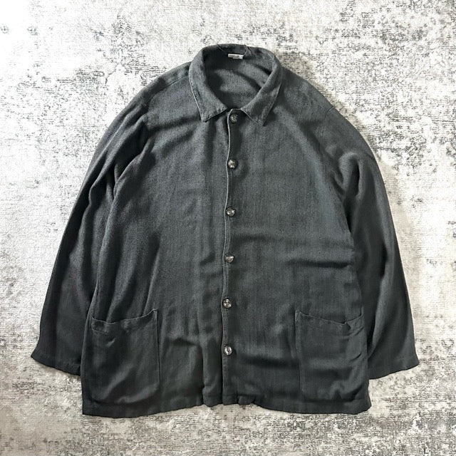Rayon Herringbone Shirt Jacket Charcoal – L - CP SHADES