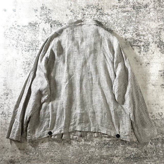 FLAX 100% Linen Gray Zip Jacket – XL