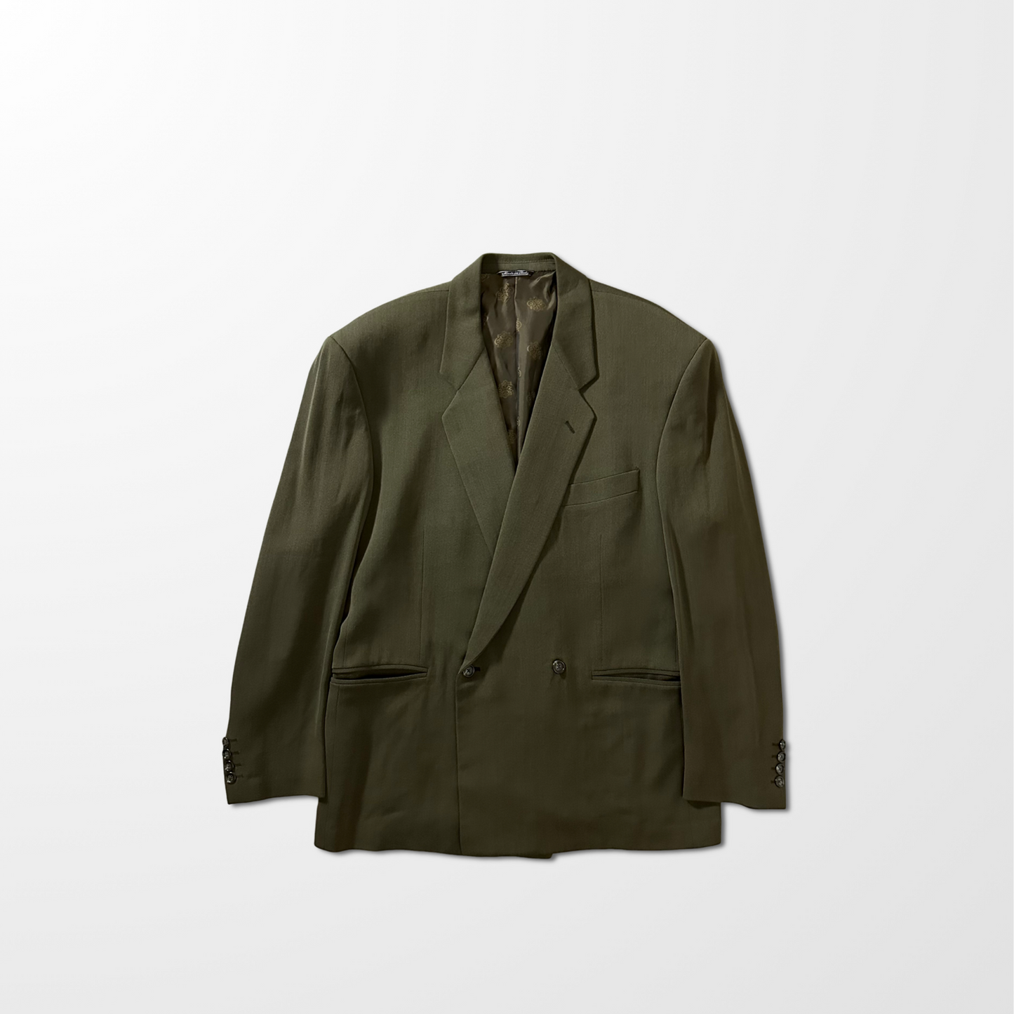 Double Breasted Jacket　Made in Italy Wool – Olive – Size XL