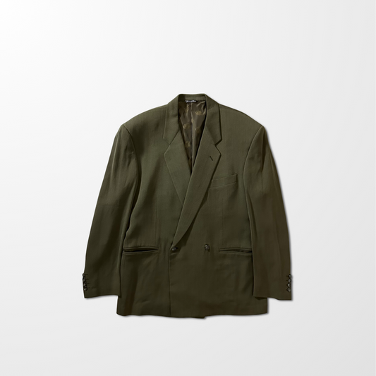 Double Breasted Jacket　Made in Italy Wool – Olive – Size XL