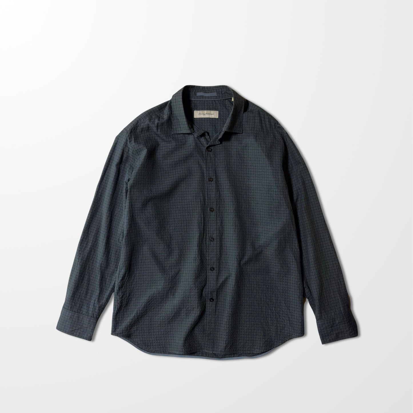 Silk Mini Check Shirt Charcoal Gray L　Tommy Bahama