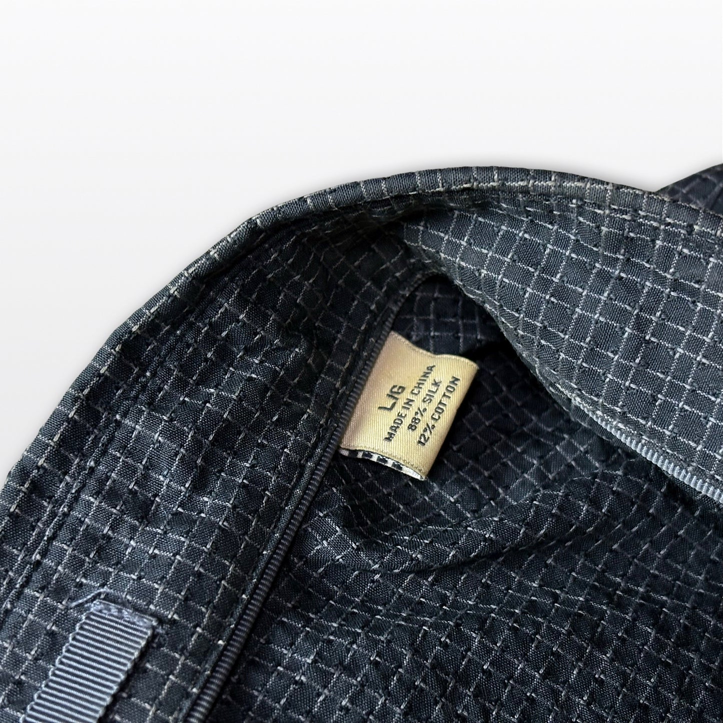 Silk Mini Check Shirt Charcoal Gray L　Tommy Bahama