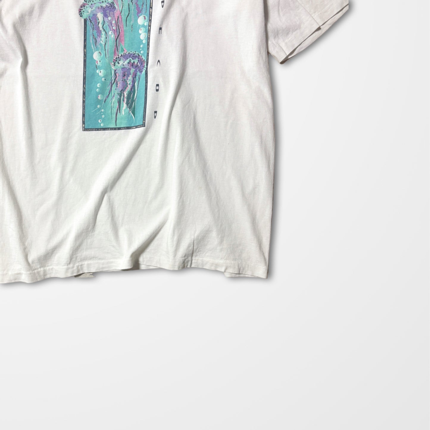 Medusa Art Print T-shirt / Jellyfish Fade White Tee XL made in USA