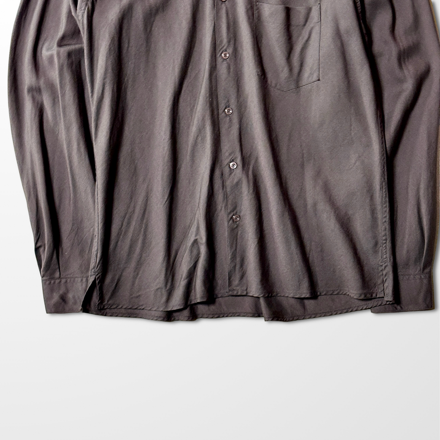 PERRY ELLIS Cotton Rayon Blend Shirt – Dark Brown – L