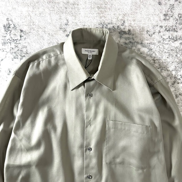 Yves Saint Laurent Olive Sheen Long Sleeve Shirt – L
