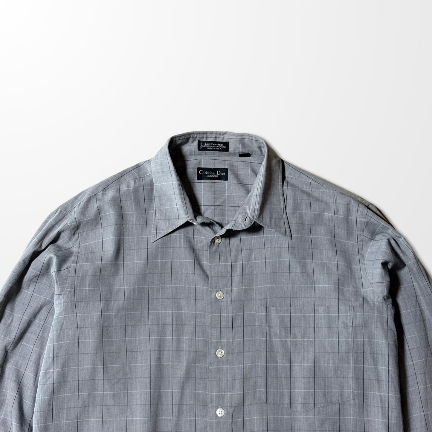 Christian Dior  Grey Check Dress Shirt - Le Chemise USA Made