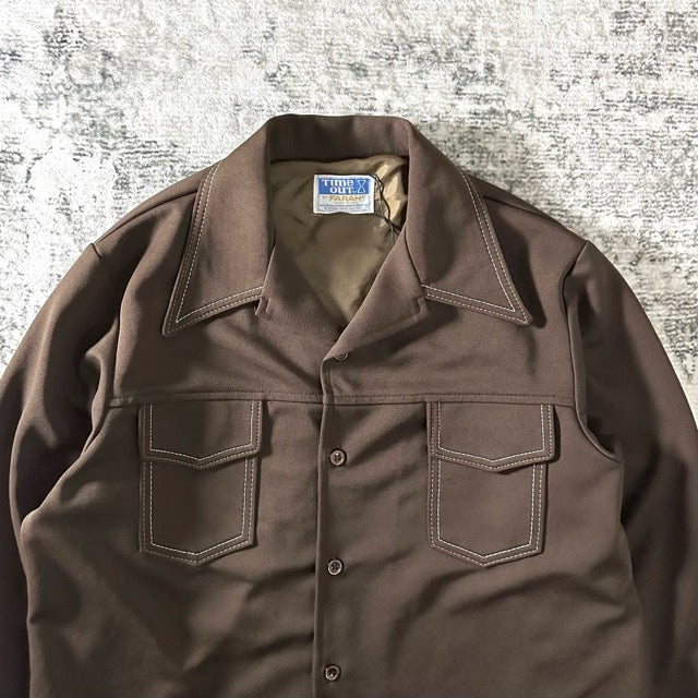 Brown Polyester Shirt Jacket – L