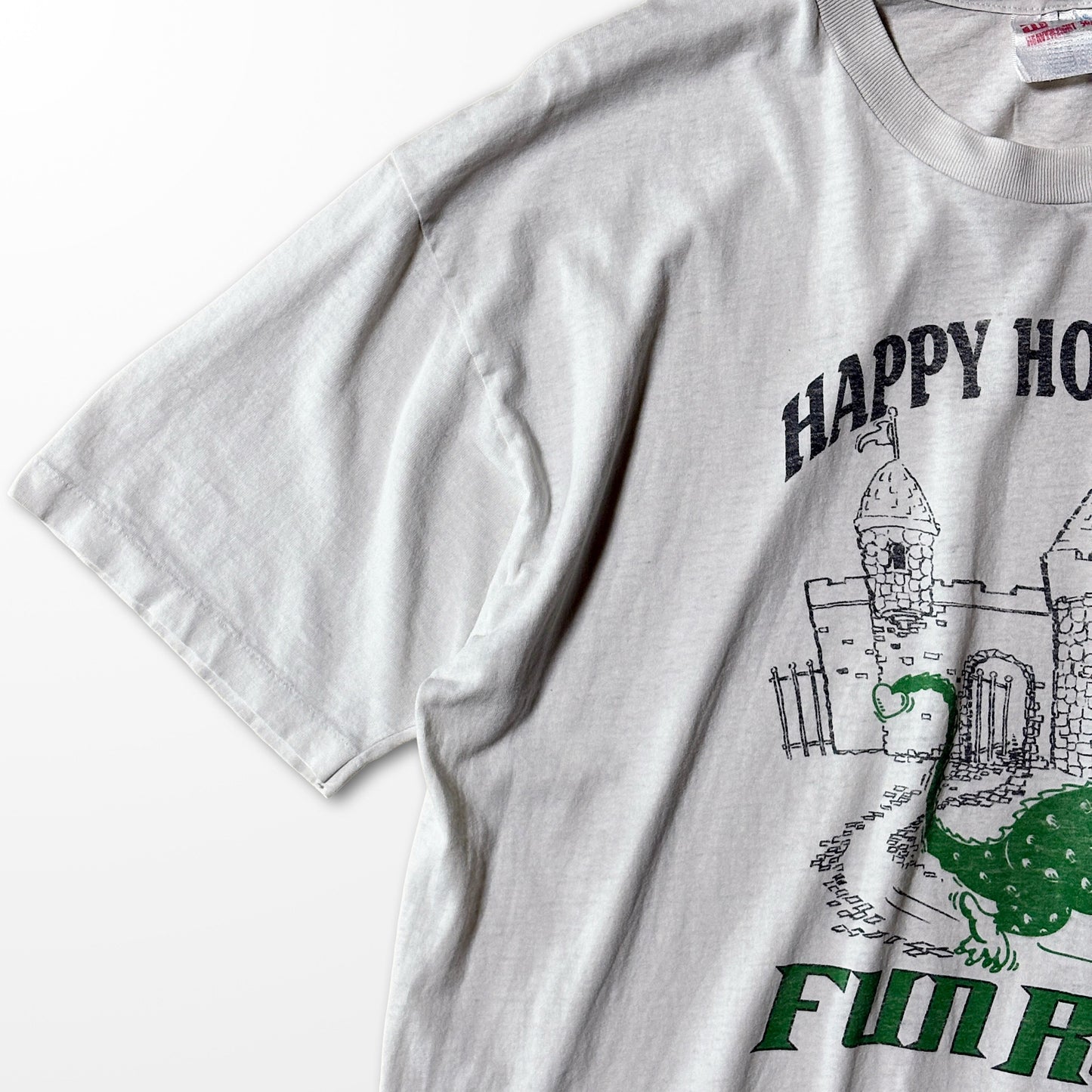 Faded Print T-shirt / Happy Hollow Fun Run / dragon graphic / Made in USA