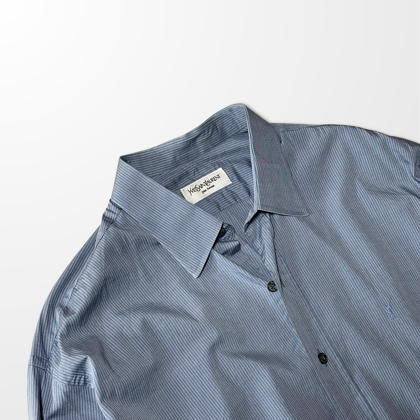 Yves Saint Laurent pour homme Blue Stripe Shirt – Size 45