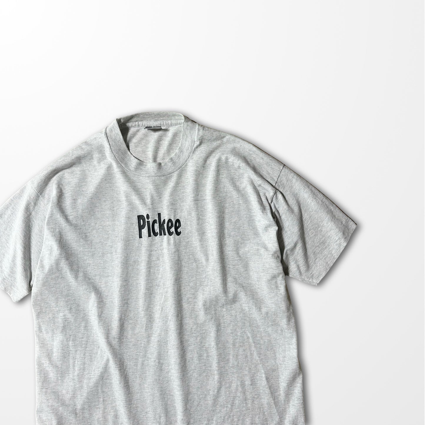 Minimal Print T-shirt / “Pickee” / heather gray / Made in USA