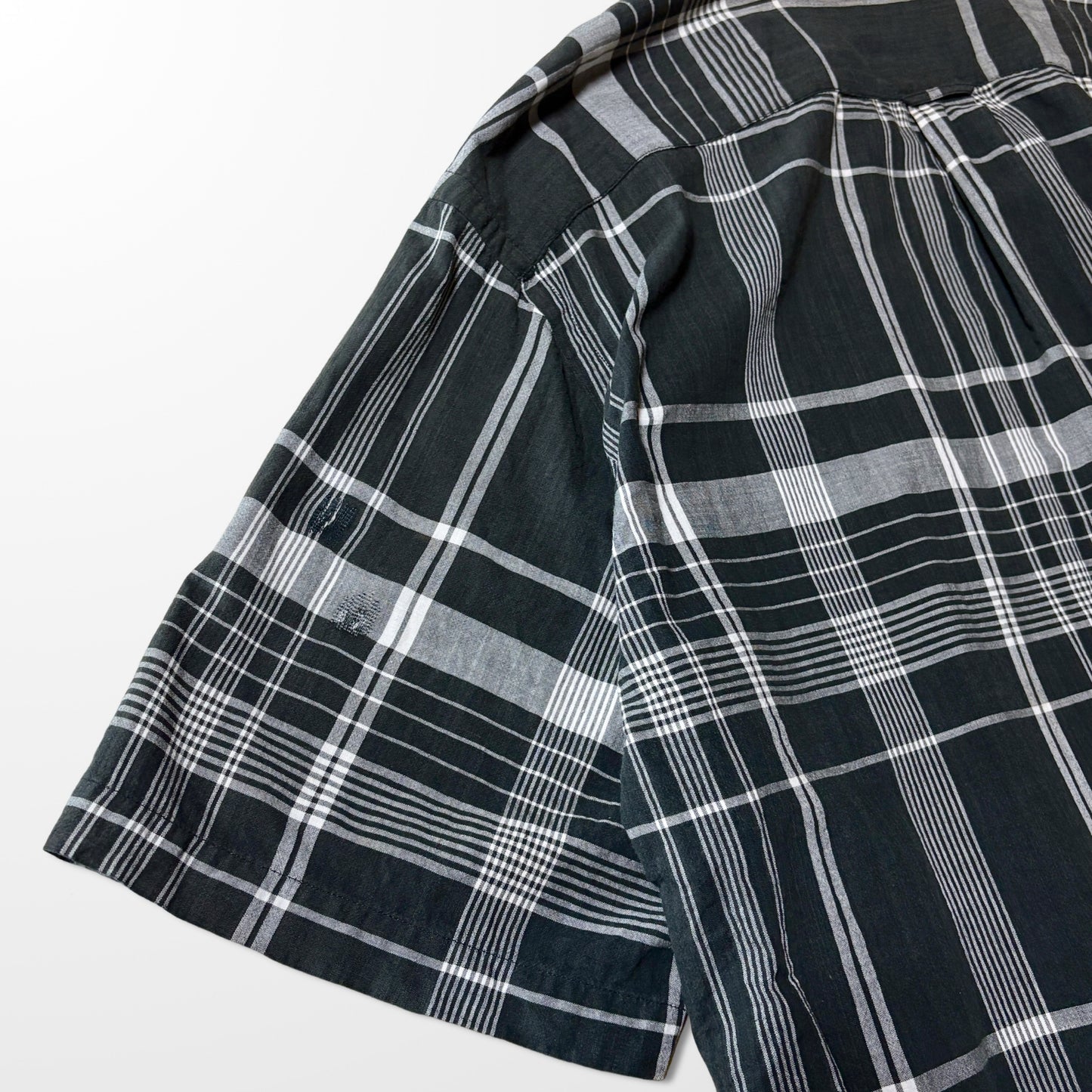 CALDWELL Ralph Lauren Black Cotton Check Open Collar Shirt – XXL