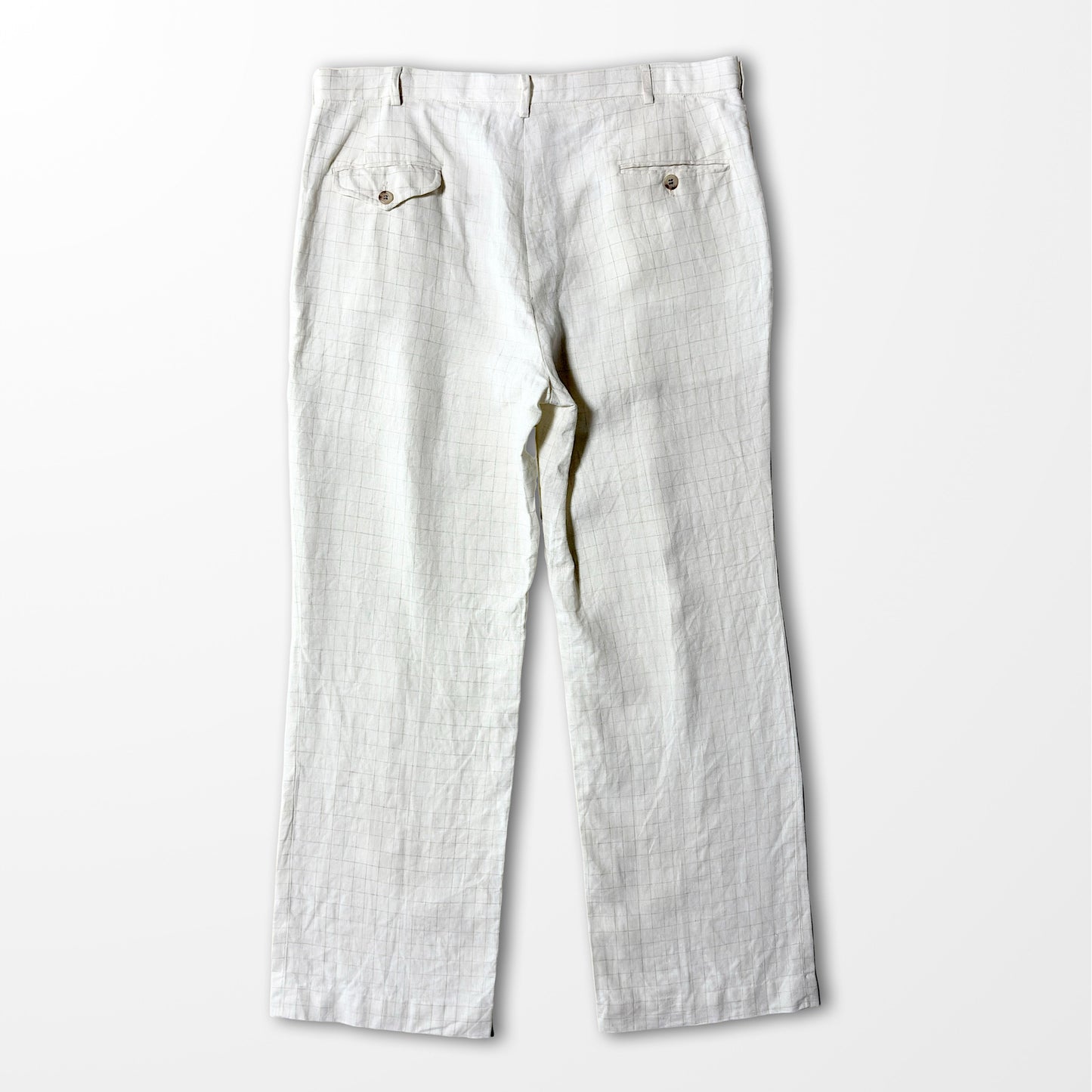 Polo Ralph Lauren Ivory Linen Check Wide Trousers – Effortless Summer Elegance