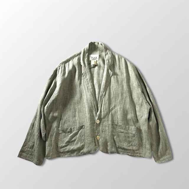 FLAX 100% Linen Short Jacket Olive – L