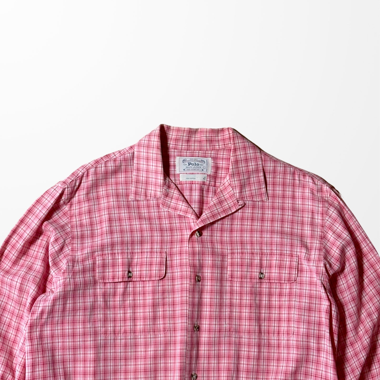 Polo Ralph Lauren Pink Plaid Open Collar Shirt 90s