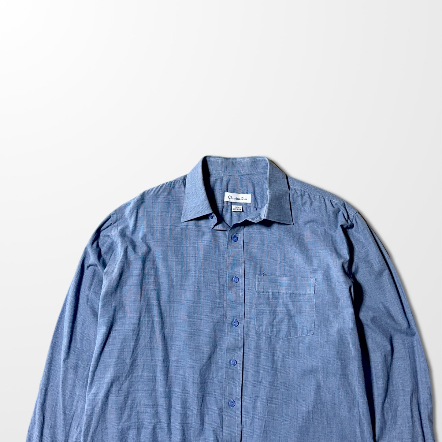 Vintage Dior Blue Check Shirt – Subtle Elegance in Texture