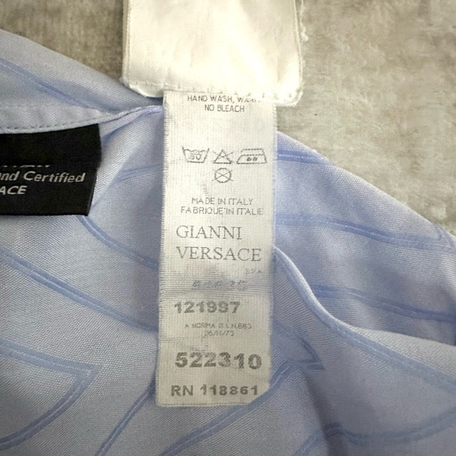 Gianni Versace Blue Textured Stripe Shirt – 54